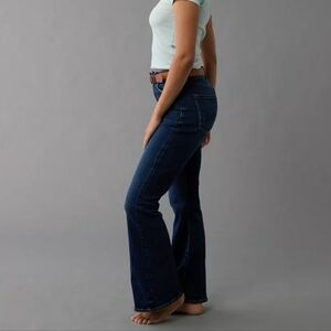 American Eagle Flare Jeans split hem dark wash stretch